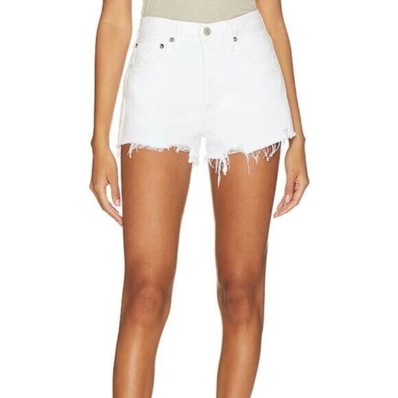 Agolde Pants - Agolde Parker White Denim Jean Shorts Size 31 White Cut Off High Rise NEW